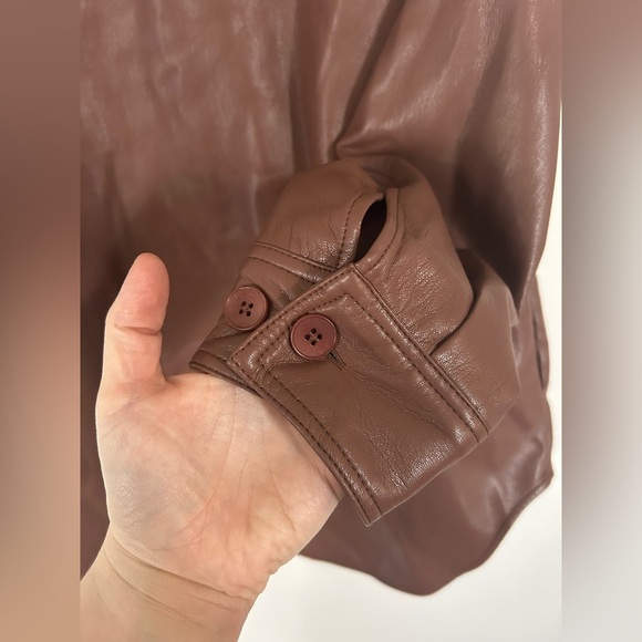 Wilfred Ganna Vegan Leather Shirt Jacket Brown Smal - Picture 8 of 11